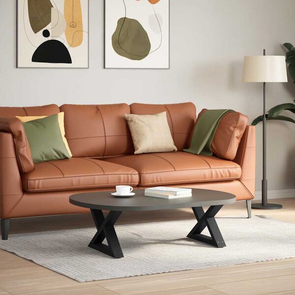 vidaXL Coffee Table Legs 2 pcs Black 50x(30-31.3) cm Steel