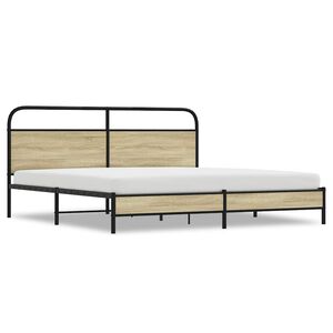 vidaXL Metal Bed Frame without Mattress Sonoma Oak 200x200 cm