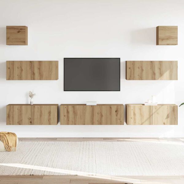 vidaXL 7 Piece TV Cabinet Set Wall-mounted Artisan Oak Engineered Wood