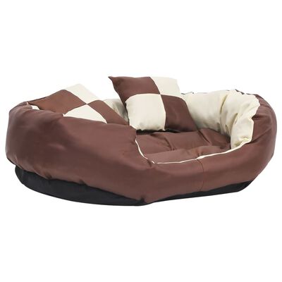 vidaXL Reversible & Washable Dog Cushion Brown and Cream 85x70x20 cm