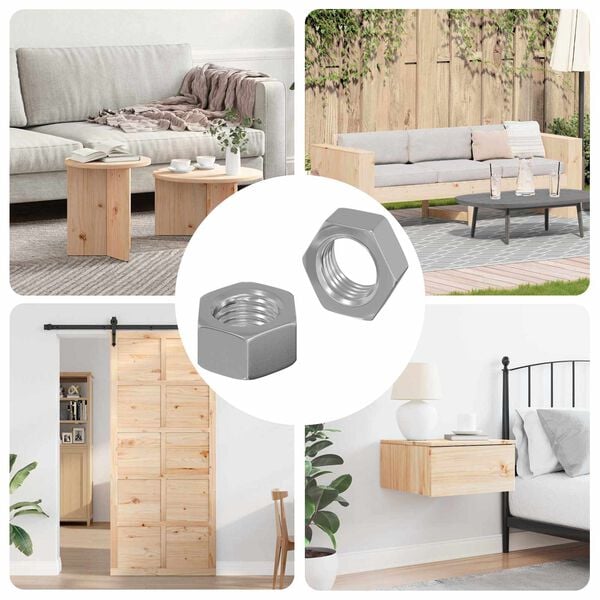 vidaXL Hex Nut Plain 2 pcs Silver M6 Iron