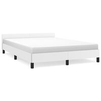 vidaXL Bed Frame with Headboard White 135x190cm Double Faux Leather