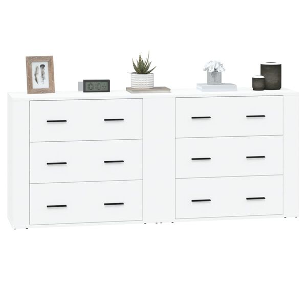 vidaXL Sideboards 2 pcs White Engineered Wood