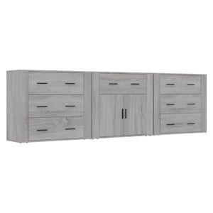 vidaXL Sideboards 3 pcs Grey Sonoma Engineered Wood