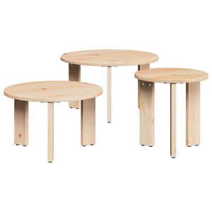 vidaXL Coffee Table 3 pcs Natural Solid pine wood