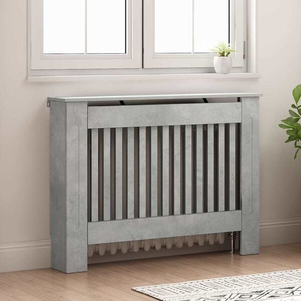 vidaXL Radiator Cover Concrete Grey 112 x 19 x 81.5 cm Engineered Wood