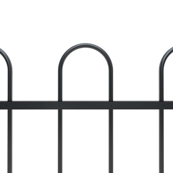 vidaXL Garden Fence with Hoop Top Steel 181x80 cm Black
