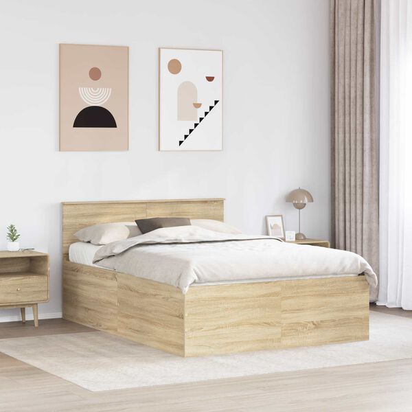 vidaXL Bed Frame Sonoma Oak 150 x 200 cm Engineered Wood