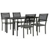 vidaXL 5 Piece Garden Dining Set Black Steel and Textilene