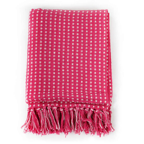 vidaXL Throw Cotton Squares 125x150 cm Pink