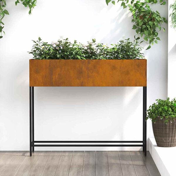 vidaXL Raised Garden Planter Rusty 100 x 26 x 82 cm Steel