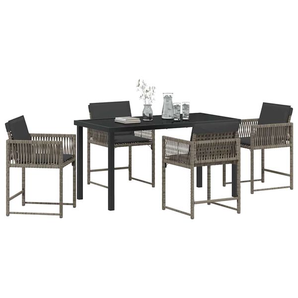 vidaXL Garden Dining Set 5 pcs Grey Poly Rattan