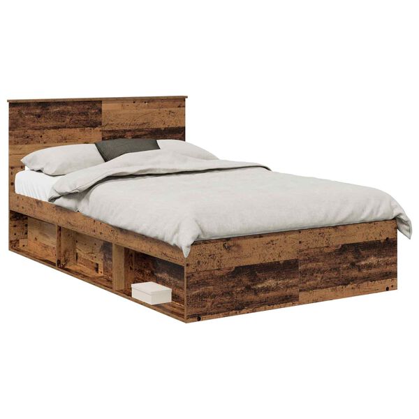 vidaXL Bed Frame with Headboard Old Wood 120 x 200 cm Engineered wood