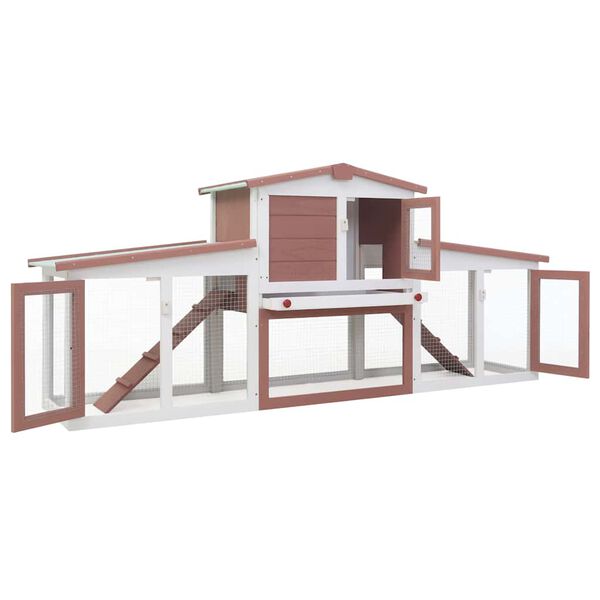 vidaXL Outdoor Large Rabbit Hutch Brown and White 201x45x85 cm Wood