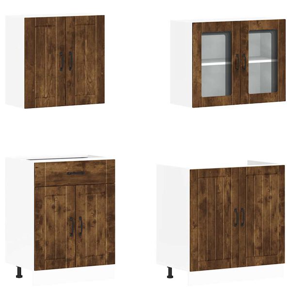 vidaXL 4 Piece Kitchen Cabinet Set Lucca Smoked Oak Engineered Wood