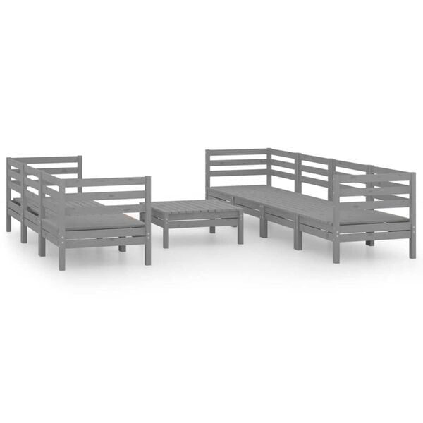 vidaXL 8 Piece Garden Lounge Set Grey Solid Pinewood