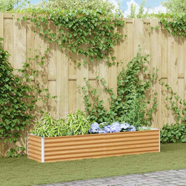 vidaXL Garden Raised Bed Light Brown 195 x 50 x 36 cm Galvanised Steel