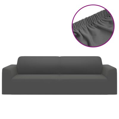 vidaXL 3-Seater Stretch Couch Slipcover Anthracite Polyester Jersey