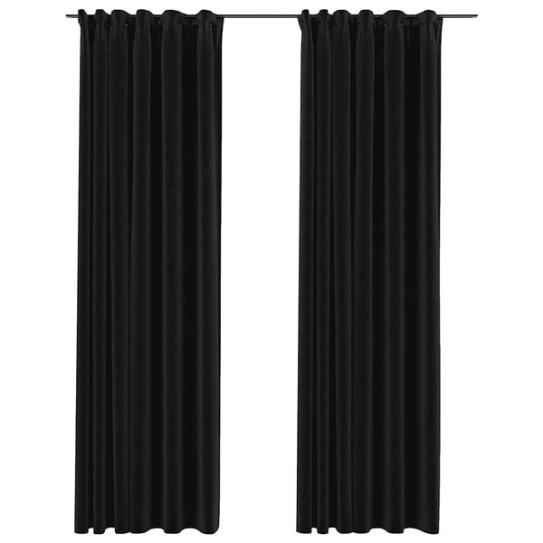 vidaXL Linen-Look Blackout Curtains with Hooks 2 pcs Anthracite 140x225 cm