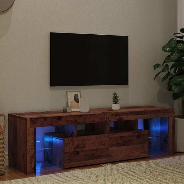 vidaXL TV Cabinet with LED Lights Old Wood 140x36.5x40 cm Engineered Wood