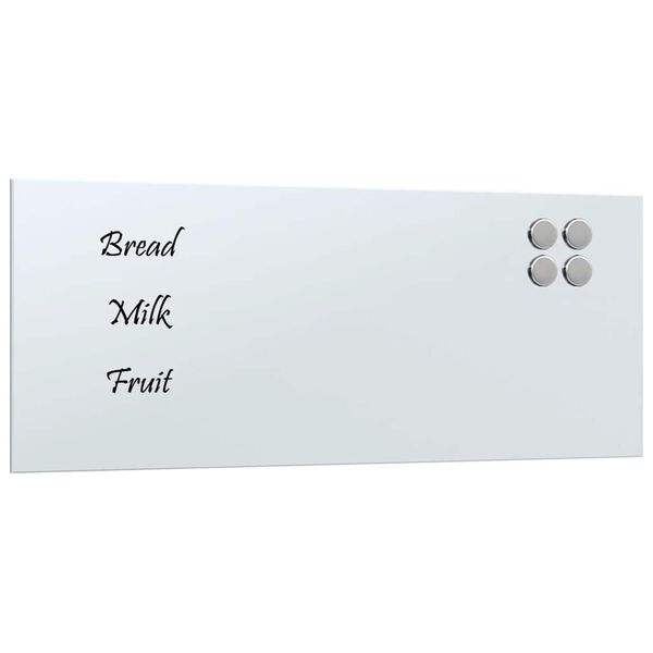 vidaXL Wall-mounted Magnetic Board White 50x20 cm Tempered Glass