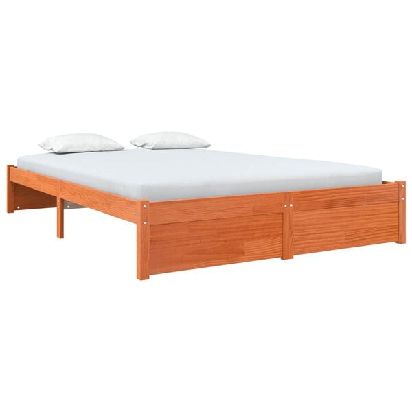 vidaXL Bed Frame Wax Brown 140 x 200 cm Solid Pine Wood
