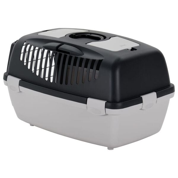vidaXL Pet Carrier Grey and Black 61x40x38 cm PP