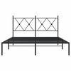 vidaXL Metal Bed Frame without Mattress with Headboard Black 135x190cm
