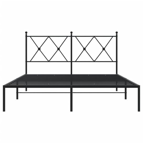 vidaXL Metal Bed Frame without Mattress with Headboard Black 135x190cm