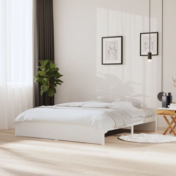 vidaXL Bed Frame without Mattress White Solid Wood 180x200 cm Super King