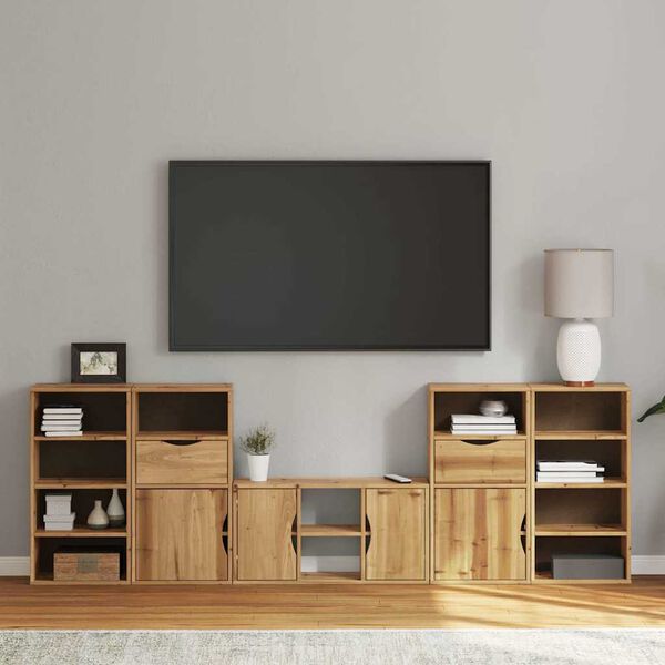 vidaXL 5 Piece TV Units with Storage ODDA Solid Wood Pine