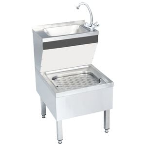 vidaXL Commercial Hand Wash Sink with Faucet Freestanding Stainless Steel
