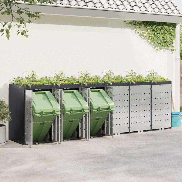 vidaXL Wheelie Bin Storage for 6 Bins Anthracite 408 x 77.5 x 121.5 cm