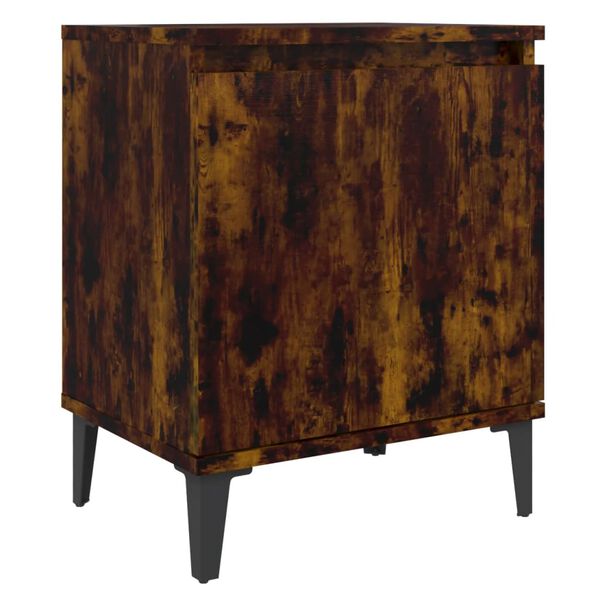 vidaXL Bed Cabinet with Metal Legs Smoked Oak 40x30x50 cm