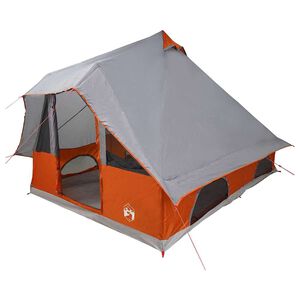 vidaXL Tipi Tent with Roof Grey and Orange 358 x 296 x 258 cm Taffeta