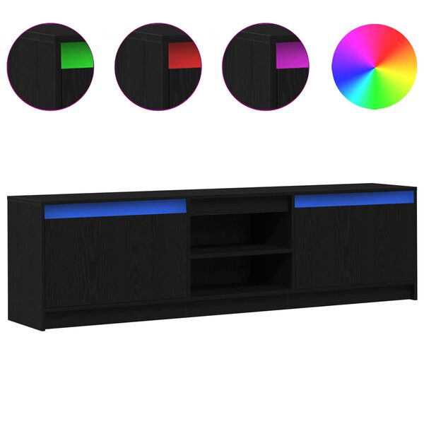 vidaXL TV Units 2 pcs Black 180 x 34 x 50 cm Engineered wood