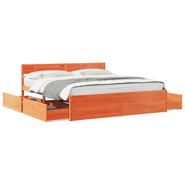 vidaXL Bed Frame without Mattress Wax Brown 200x200 cm Solid Wood Pine