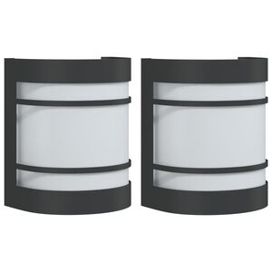 vidaXL Outdoor Wall Lights 2pcs Black Stainless Steel