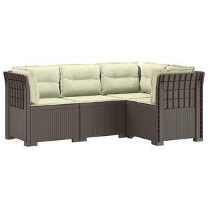 vidaXL 4-Seater Garden Sofa with Cushions Rattan Look PP Light Grey
