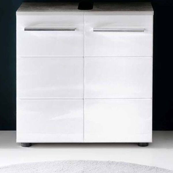 Trendteam Under Sink Vanity Unit Nano White and Cement Grey