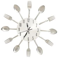 vidaXL Wall Clock with Spoon and Fork Design Silver 31 cm Aluminium