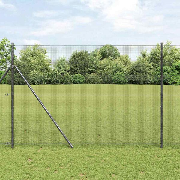 vidaXL Fence Post Grey 50 x 1.4 m (16 x 16 mm mesh) Steel and PVC