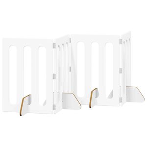 vidaXL Folding Pet Fence 4 pcs White 201 x 38 x 70 cm Engineered Wood