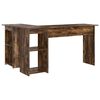vidaXL Desk with Shelf Smoked Oak 142 x 102 x 73 cm Engineered Wood