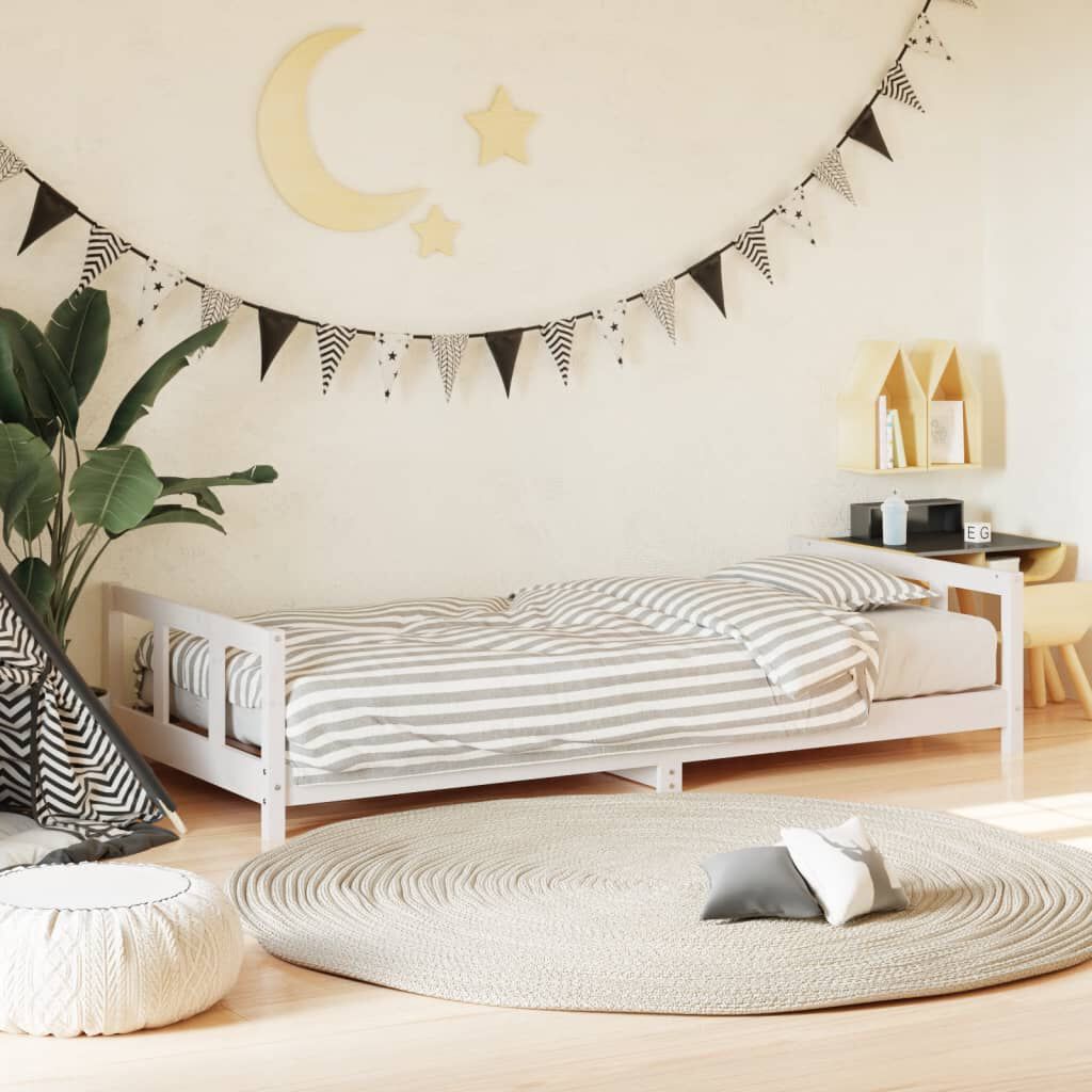 vidaXL Kids Bed Frame White 90x200 cm Solid Wood Pine