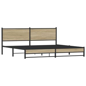 vidaXL Metal Bed Frame without Mattress Sonoma Oak 193x203 cm