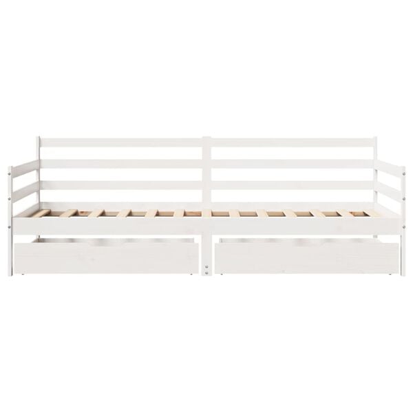 vidaXL Daybed with Drawers without Mattress White 90x200 cm Solid Wood
