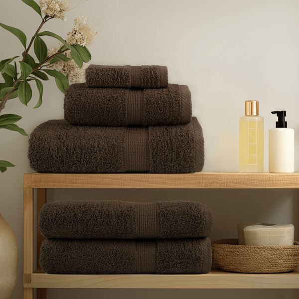 vidaXL 12 Piece Premium Towel Set SOLUND Brown 600 gsm