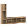vidaXL TV Wall Unit with LED 4 pcs Artisan Oak Engineered Wood