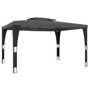 vidaXL Gazebo with Double Roof Anthracite 3.98x2.98 m Steel